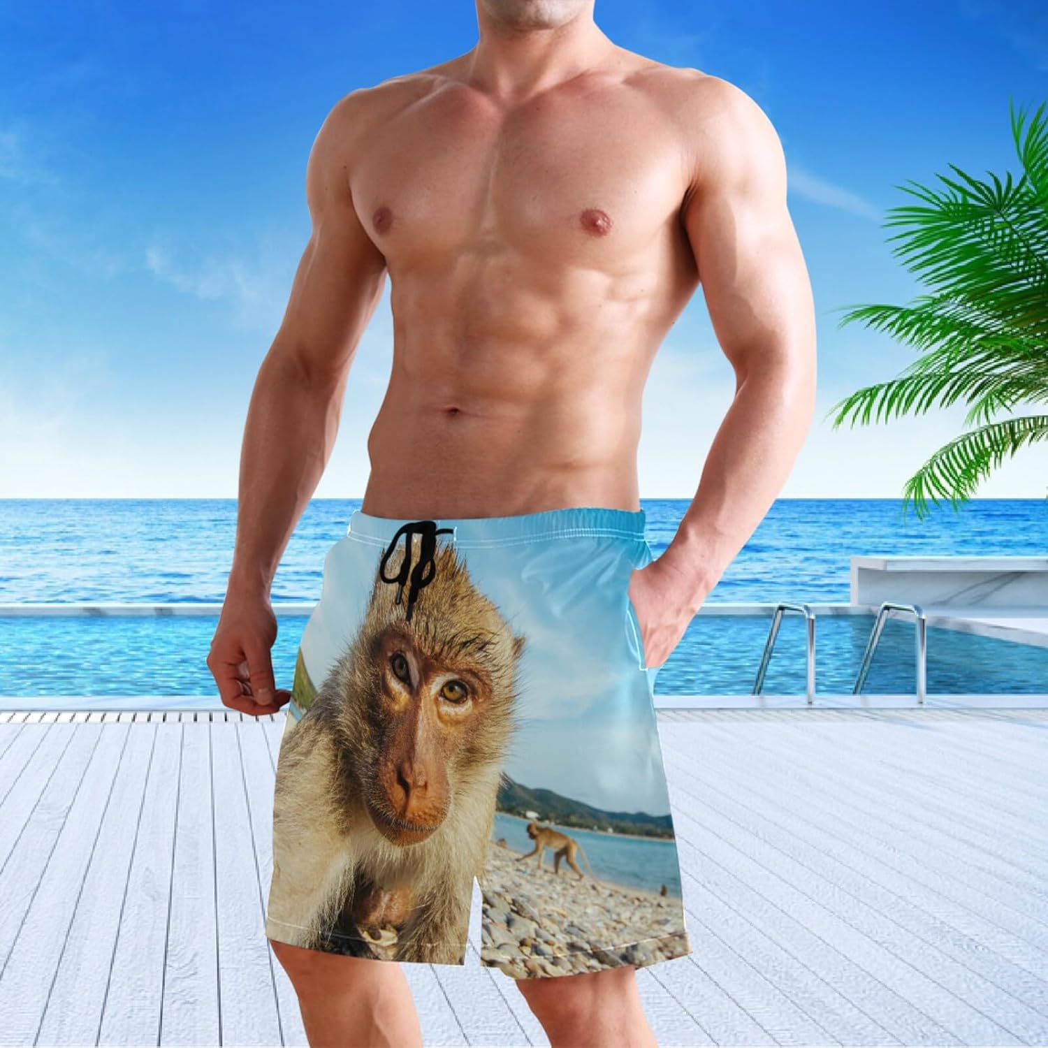 visesunny Stylish Summer Swim Trunks Men's Quick Dry Board Shorts Bathing Suit with Pockets for Men Boyfriends Youth