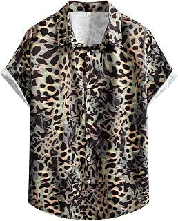 Mens Summer Fashion Casual Print Seaside Beach Lapel Button T Shirt Shirt Short Sleeve Shirt Printed Shirt Mens Colla Shirts Short Sleeve Slim Party Men Blouse Men T-Shirts