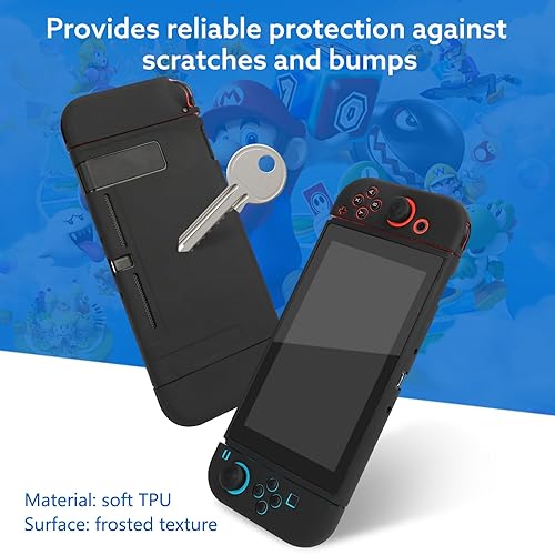 Vista 5 de FYY Dockable Case Compatible for Nintendo Switch - Black Slim Matte Protective Cover Case for Nintendo Switch and Joy-Con, Soft TPU Customized