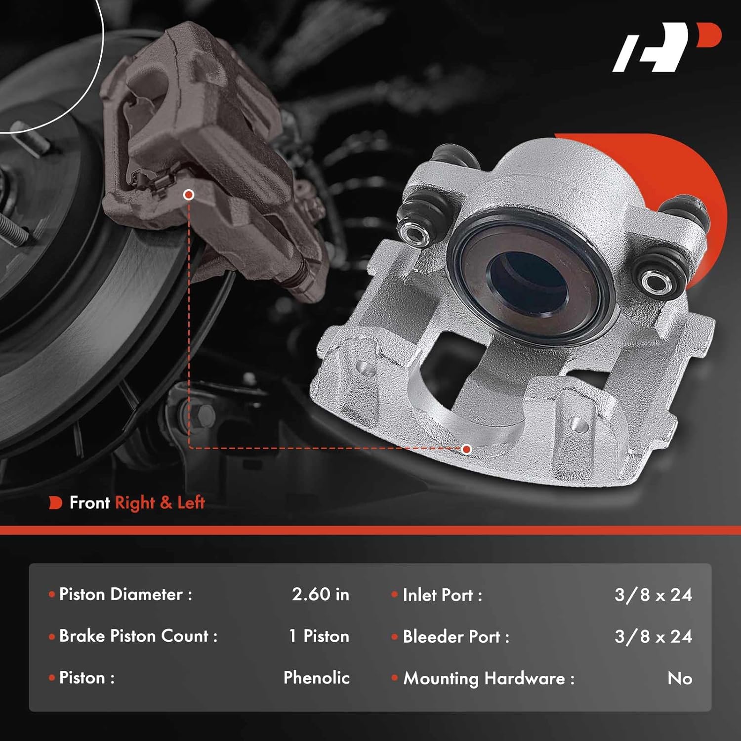 A-Premium Disc Brake Caliper Assembly Without Bracket Compatible with Select Jeep Models - Cherokee, Comanche, Grand Cherokee, TJ, Wagoneer, Wrangler - Front Driver and Passenger Side