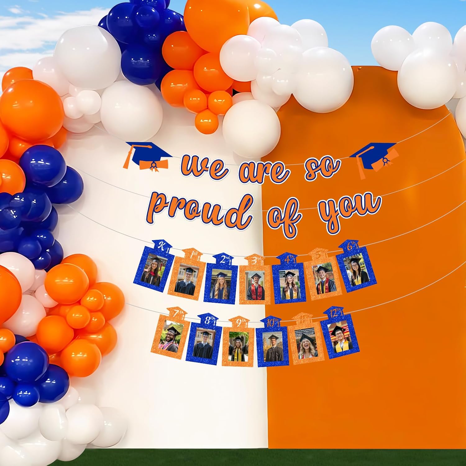 Funmemoir Blue and Orange Graduation Party Decorations 2026 We Are so Proud of You Banner Graduation Photo Banner Congrats Grad Class of 2026 Congratulate Graduate Party Supplies - Image 4