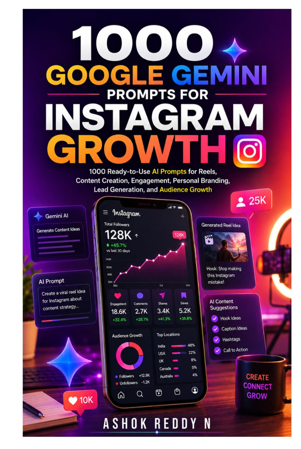 1000 GOOGLE GEMINI PROMPTS FOR INSTAGRAM GROWTH: 1000 Ready-to-Use AI Prompts for Reels, Content Creation, Engagement, Personal Branding, Lead Generation, and Audience Growth