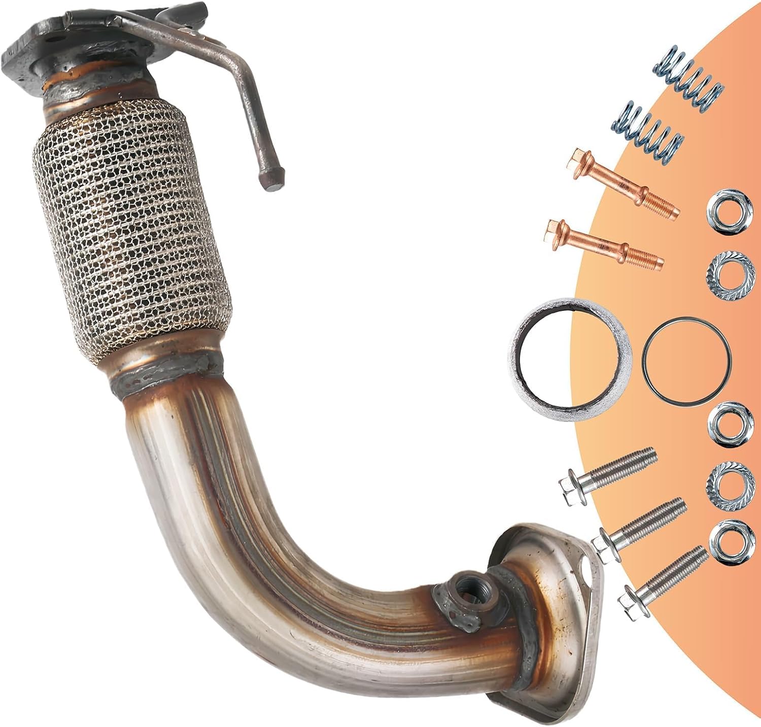 Exhaust Front Flex Pipe Assembly, Direct Fit for 2003-2007 Honda Accord 2.4L, 409 Stainless Steel Construction, ((with Flange Bolts/Gaskets),52349