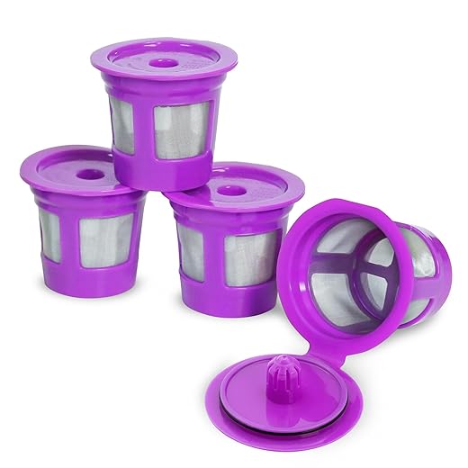 Perfect Pod Cafe Save Reusable K Cup Pod Coffee Filters - Refillable Coffee Pod Capsules with Built-In, Integrated Mesh Strainer for Use with Keurig & Select Single Cup Coffee Machines, 4-Pack