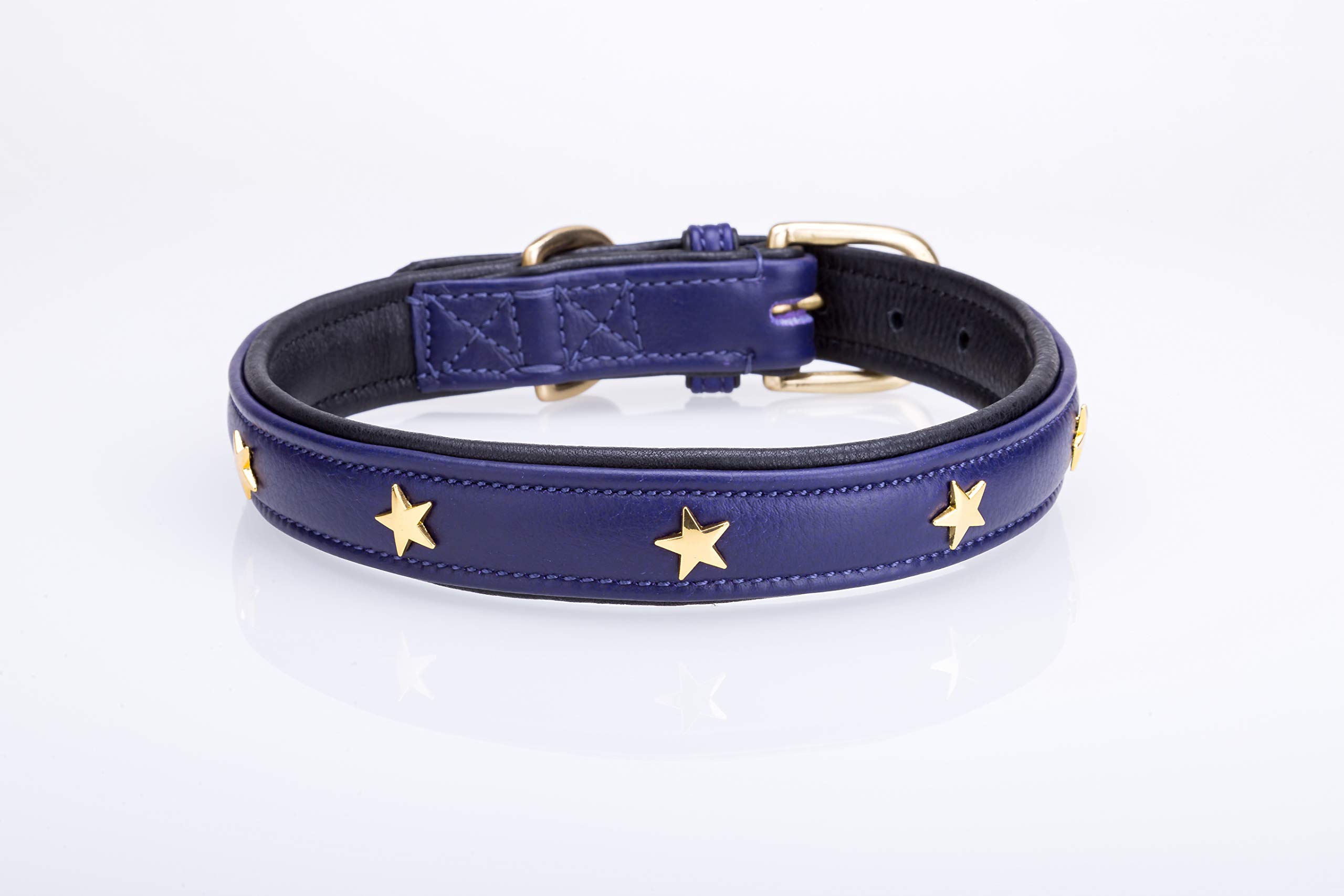 Collier pour chien en cuir violet rembourré de haute qualité et douceur