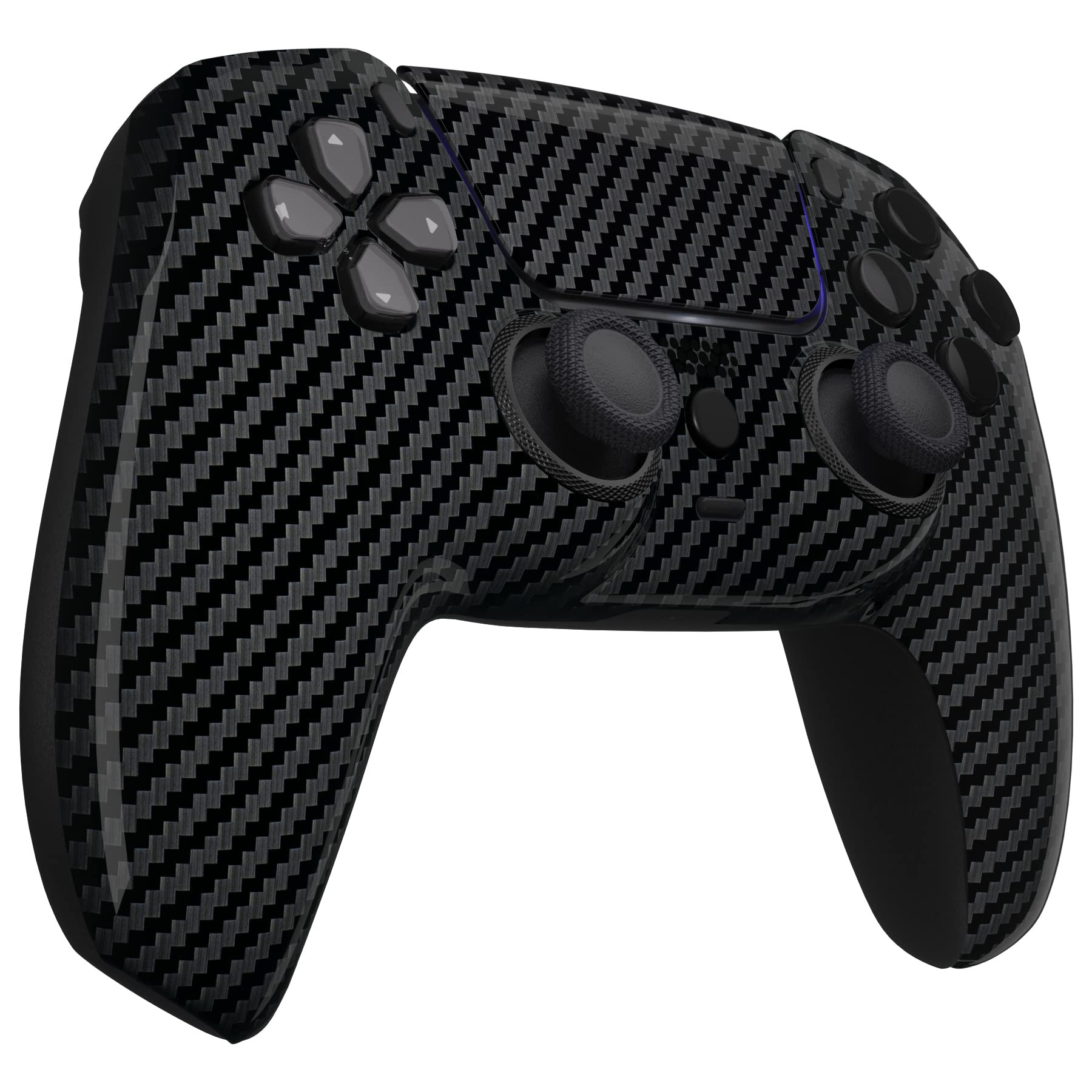 eXtremeRate Luna Cover Ricambio per ps5 Controller,Custodia Copertura Frontale Scocca Shell Ridisegnato&Touchpad&Anelli Compatibile con ps5 Joystick BDM 010/020/030/040/050-Fibra di Carbonio Grafite