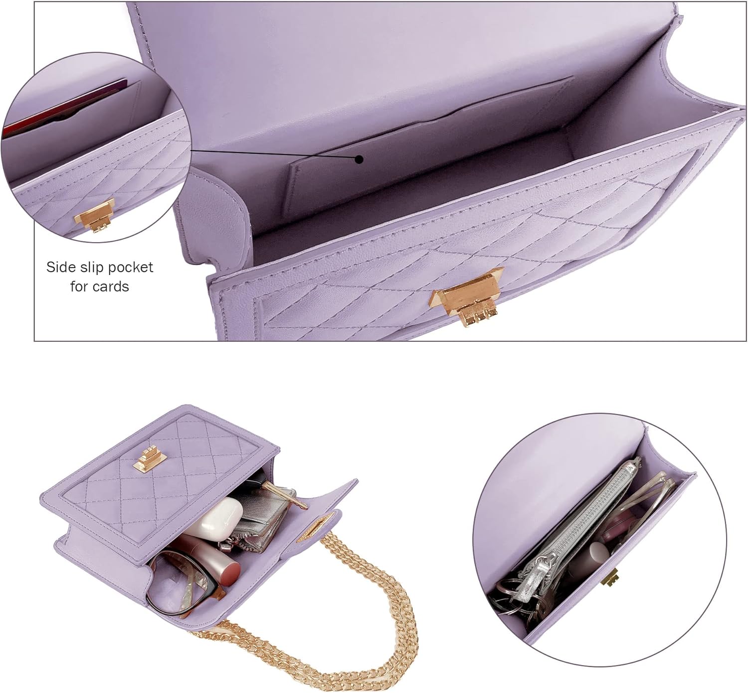 SG SUGU Small Quilted Crossbody Bag, Trendy Designer Mini Shoulder Bag, Phone Wallet Purse for Women - Image 5