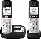 Panasonic Cordless Phone, Easy to Use with Large Display & Big Buttons, Flashing Favorites Key, Flashlight, Call Block, Volume Boost, Talking Caller ID, House Phones, 2 Cordless Handsets - KX-TGU432B