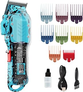 Hair Clippers for Men, Cordless Barber kit for Hair Cutting & Grooming, Hair Clippers Set for Barber Haircut with LED Display(Blue)