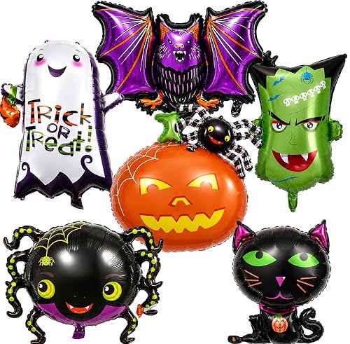Halloween Foil Balloons Kit, Pack of 6 Large Ghost Cat
