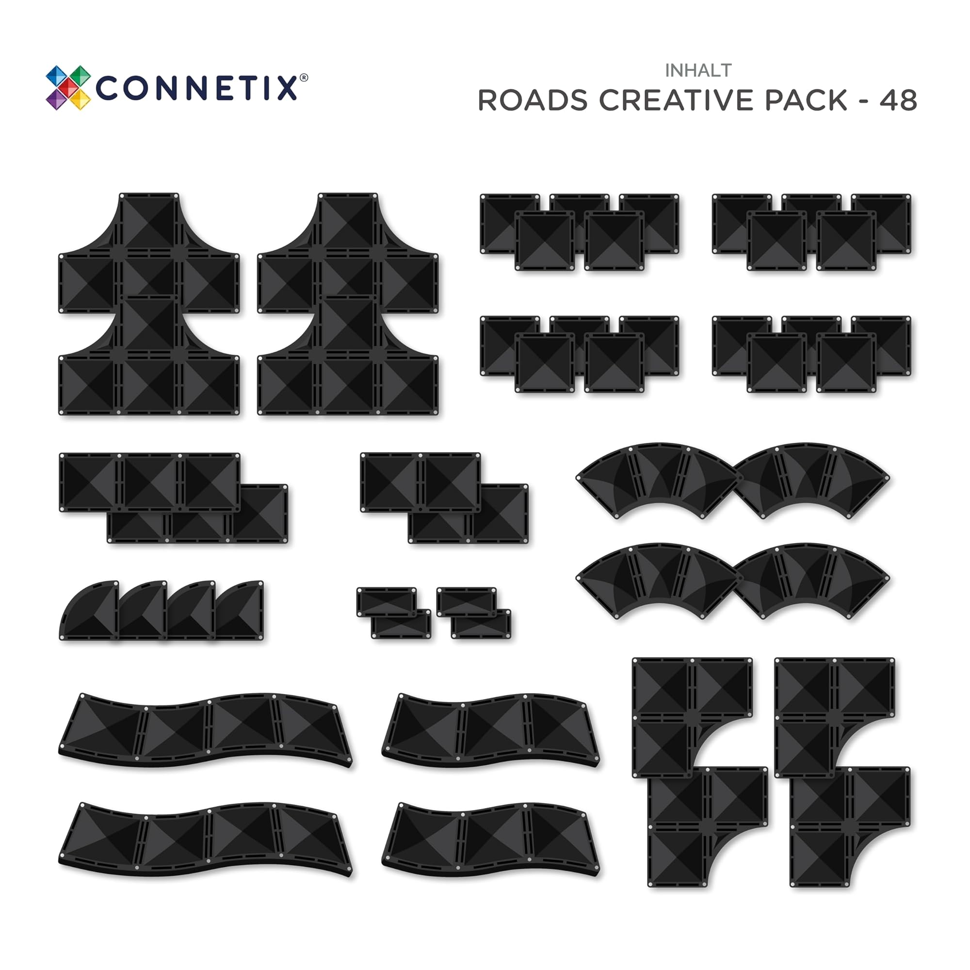 CONNETIX Magnetbausteine Straßen-Kreativpaket, 48 Stück