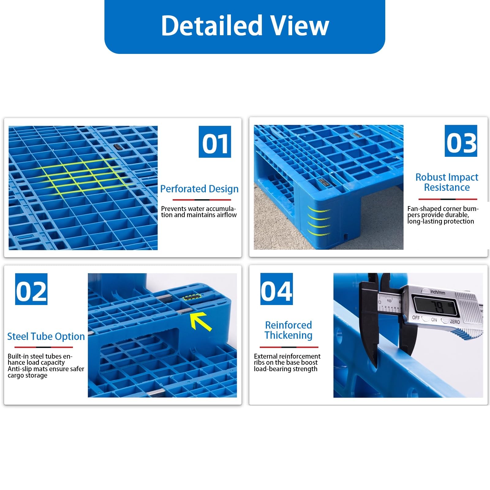 Estante De Almacenamiento De Malla Ventilada, Palé De Polietileno De Alta Densidad, Impermeable Y Resistente A La Humedad, Adecuado For El Apilamiento En(Yellow,47.2x39.3x5.9in)