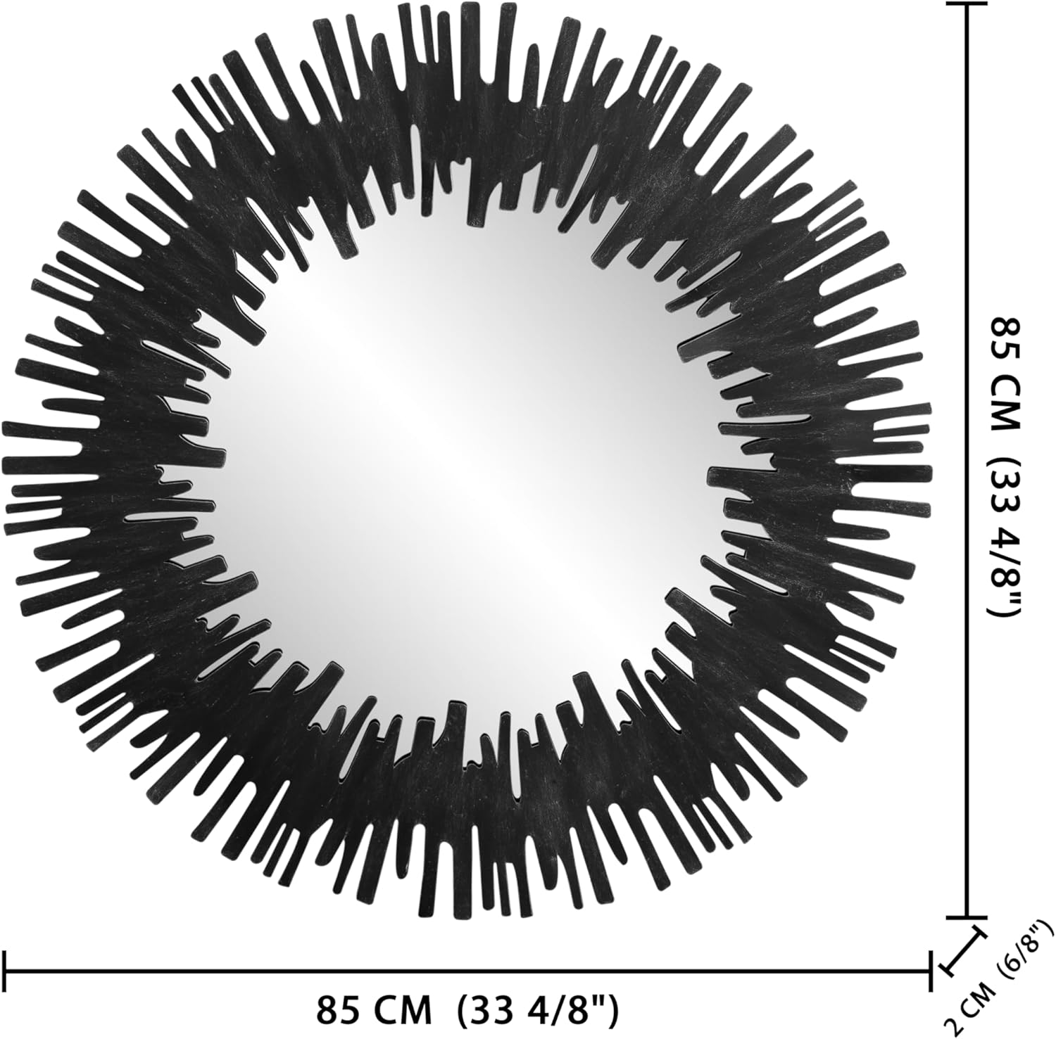 SHYFOY Sunburst Decorative Mirror Wall with Metal Frame, Large Round Decorative Mirrors Black Art Mirror for Wall Decor for Living Room Entryway Hallway Bedroom