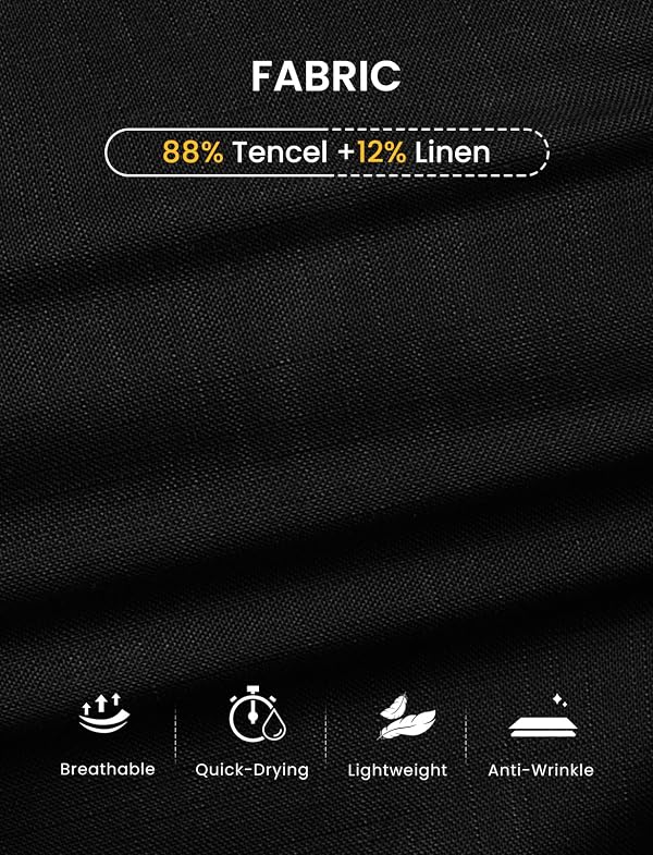TBMPOY Men's Linen Pants Casual Travel 5 Pockets Lightweight Breathable Dress Pants Summer Beach Work Trousers Black 40Wx32L by TBMPOY - Used condition - Image 6