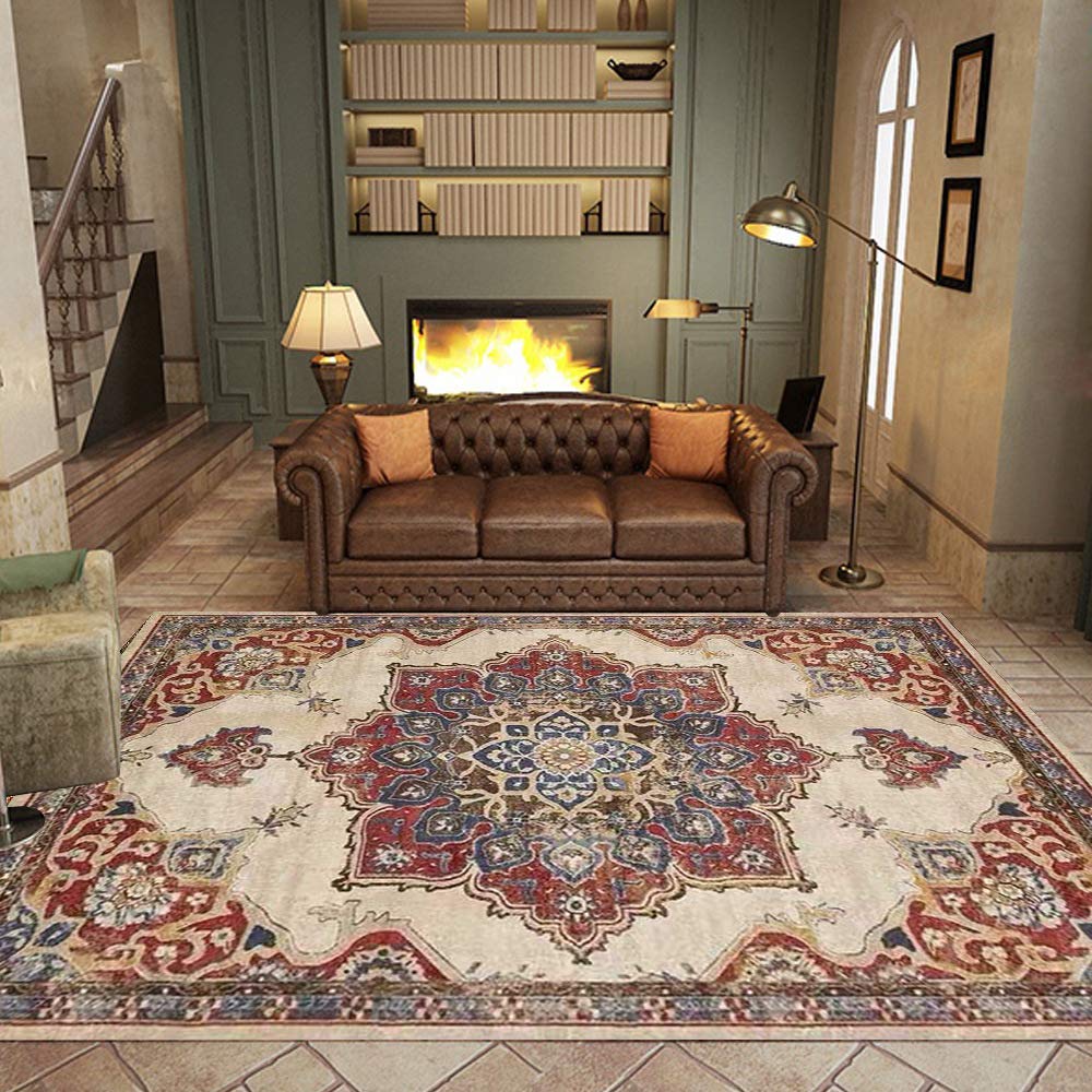 Tapis de salon 120x180 traditionnel lavable pour chambre et cuisine