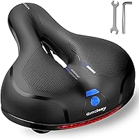 Gincleey Wide Comfort Bike Seat for Men Women - Memory Foam Padded, Dual Shock Absorbing, Reflective Safety, Universal Fit Indoor Outdoor Bikes