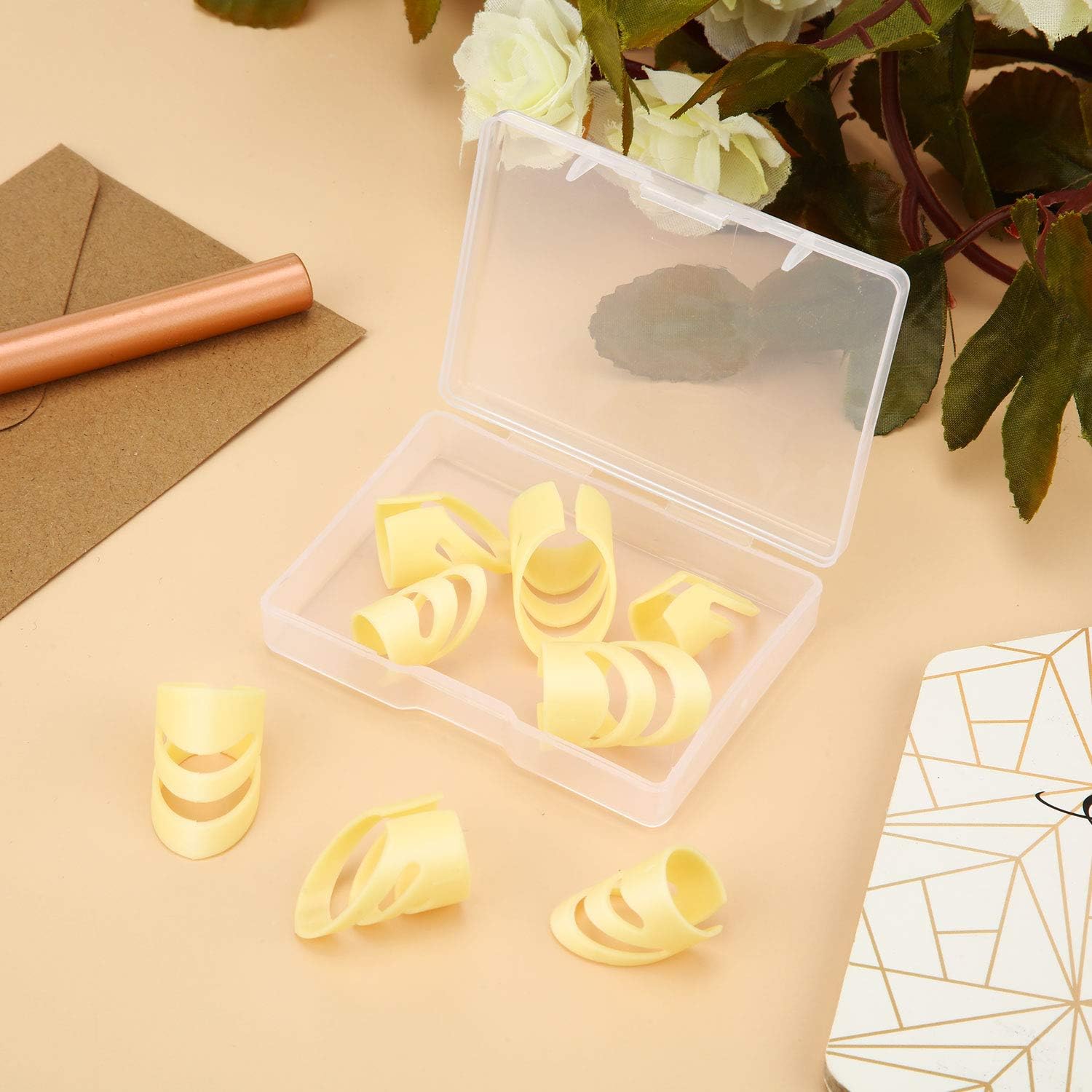 8 Pieces Guitar Picks Adjustable Finger Picks Small Medium and Large Finger Picks Plectrums Stringed Instrument Accessories with Storage Box for Guitar Bass Banjo Ukulele (Adult Size)