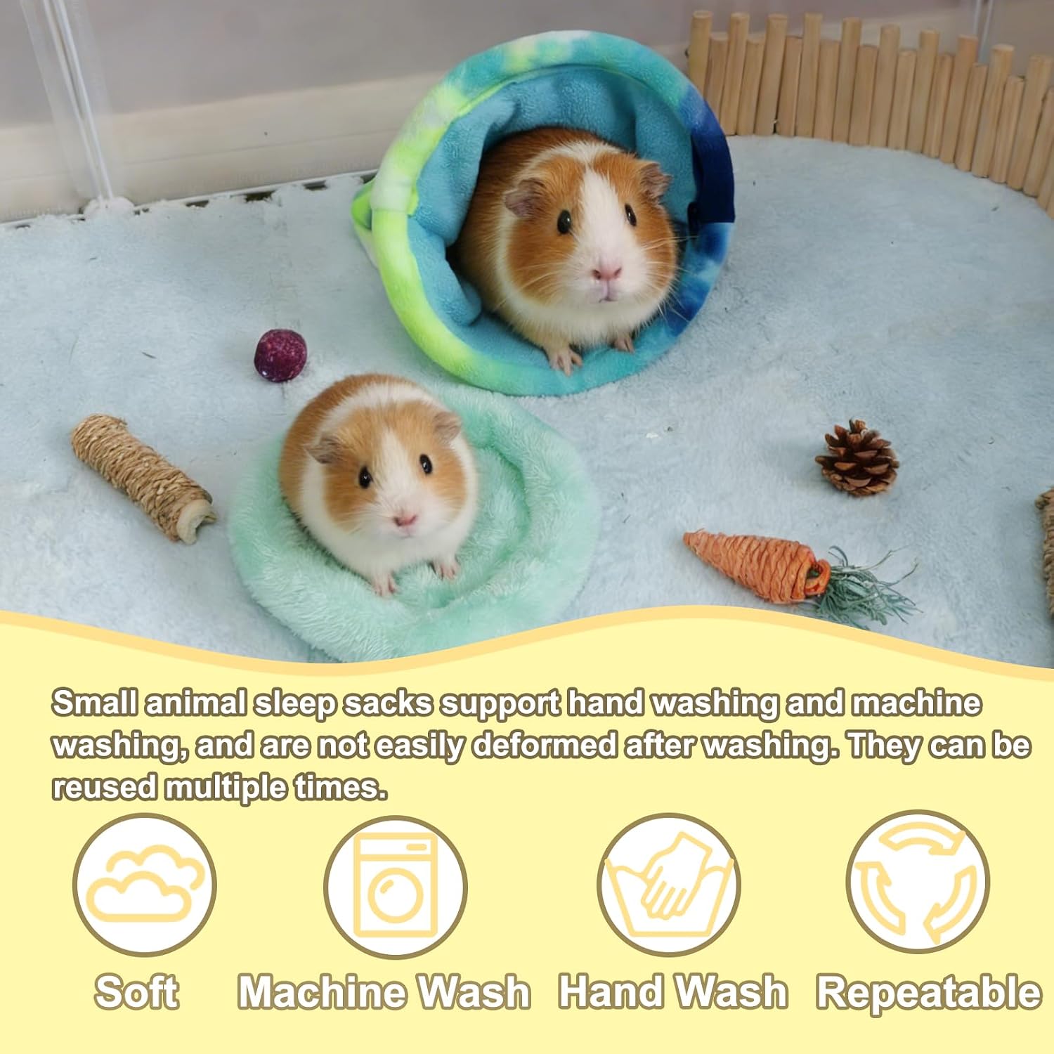 kathson 2PCS Guinea Pig Snuggle Sack,Soft Fleece Pet Sleep Sack Bag Hideout | Guinea Pig Hideout Large Pet Hide House Hamster Sleeping Bag Ferret Cave Small Animal Bed Cage Accessories for Rat Chinchilla