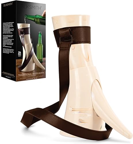 Miniatura 8 de Cuerno vikingo para beber, apto para lavavajillas y sin BPA, vaso de cerveza de plástico de 24 onzas con funda de cuero y soporte a juego, color