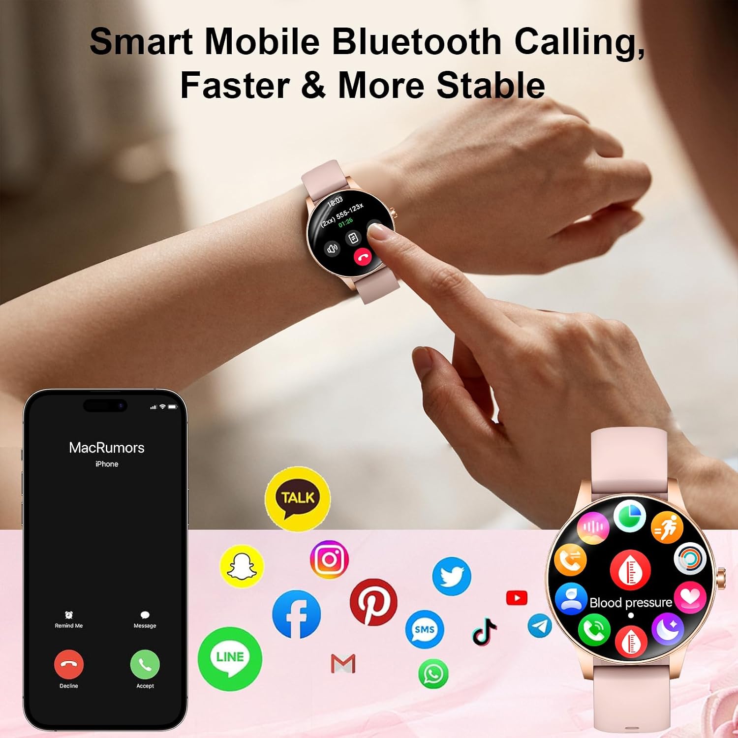Efolen Smart Watches for Women Answer/Make Call,1.27" HD Fitness Tracker for Android iPhone,Heart Rate SpO2 Sleep Monitor,IP68 Waterproof Digital Watch,100+ Sports Activity Trakcer Rose Gold