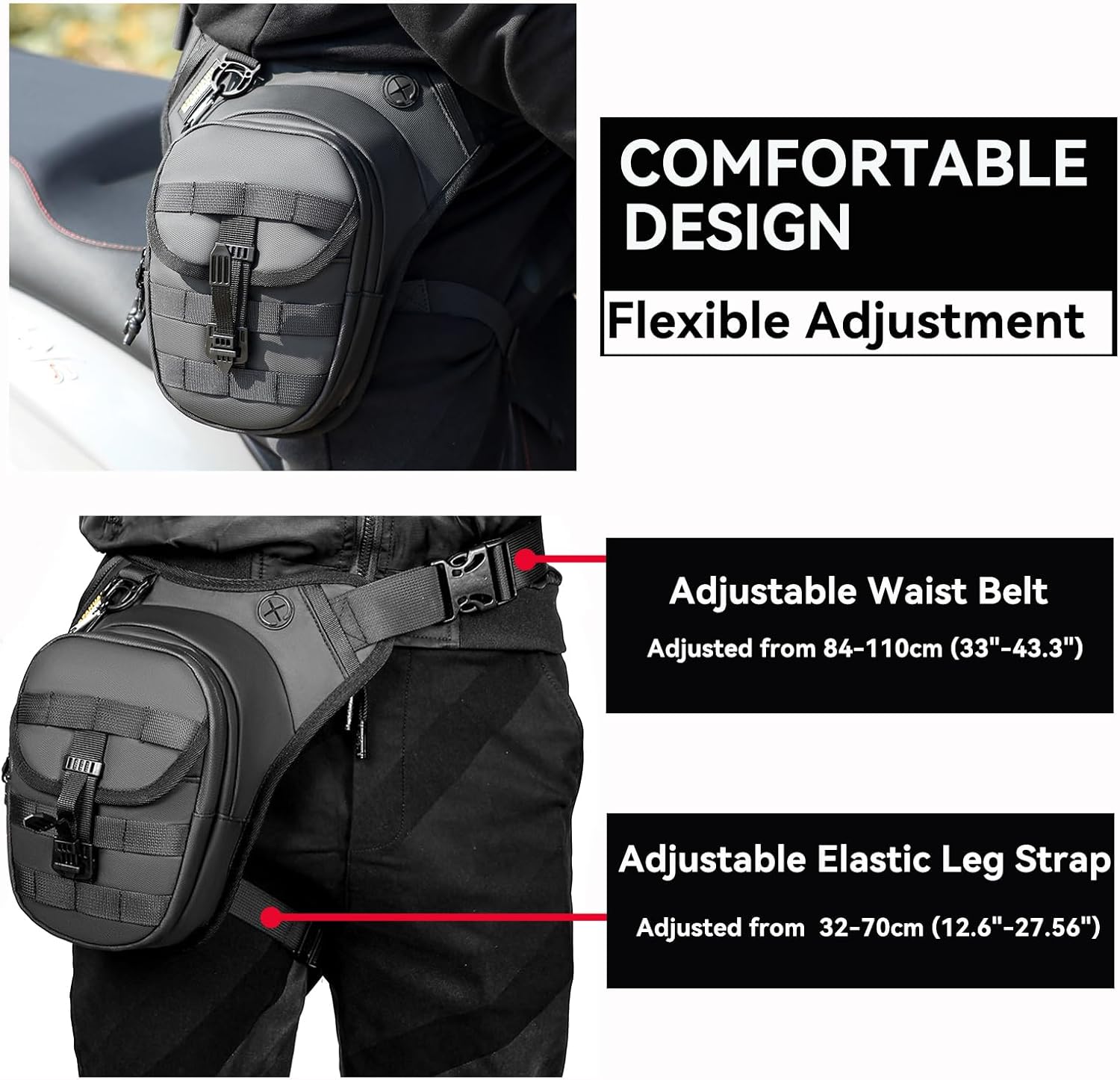 Motorcycle Leg Bag for Men Women Drop Leg Bags Tactical Thigh Bag Outdoor Fanny Pack for Hiking Climbing Cycling Fishing Riding