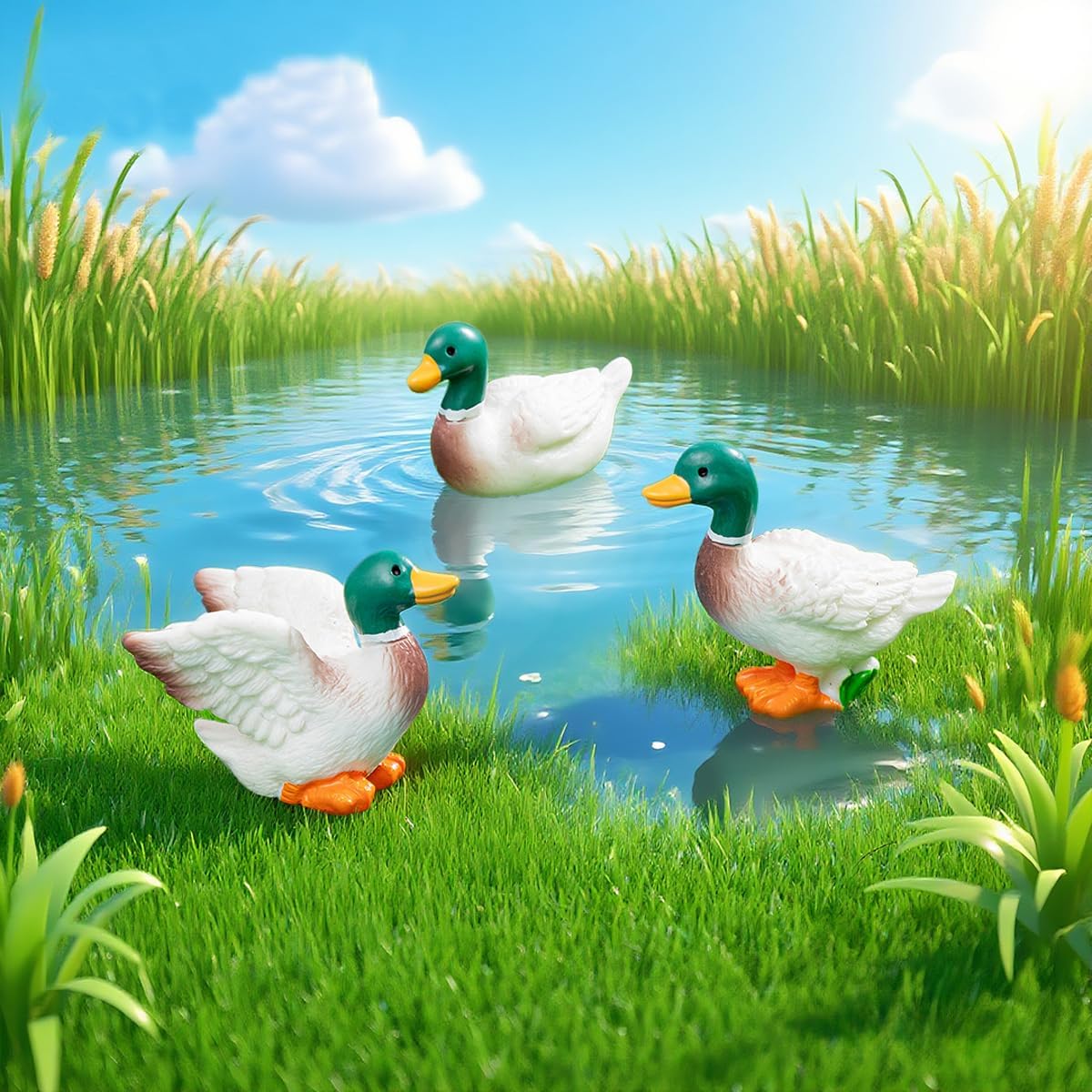 3 PCS Mini Resin Duck, Fairy Garden Accessories, Miniature Figurines, Micro Landscape Ornaments