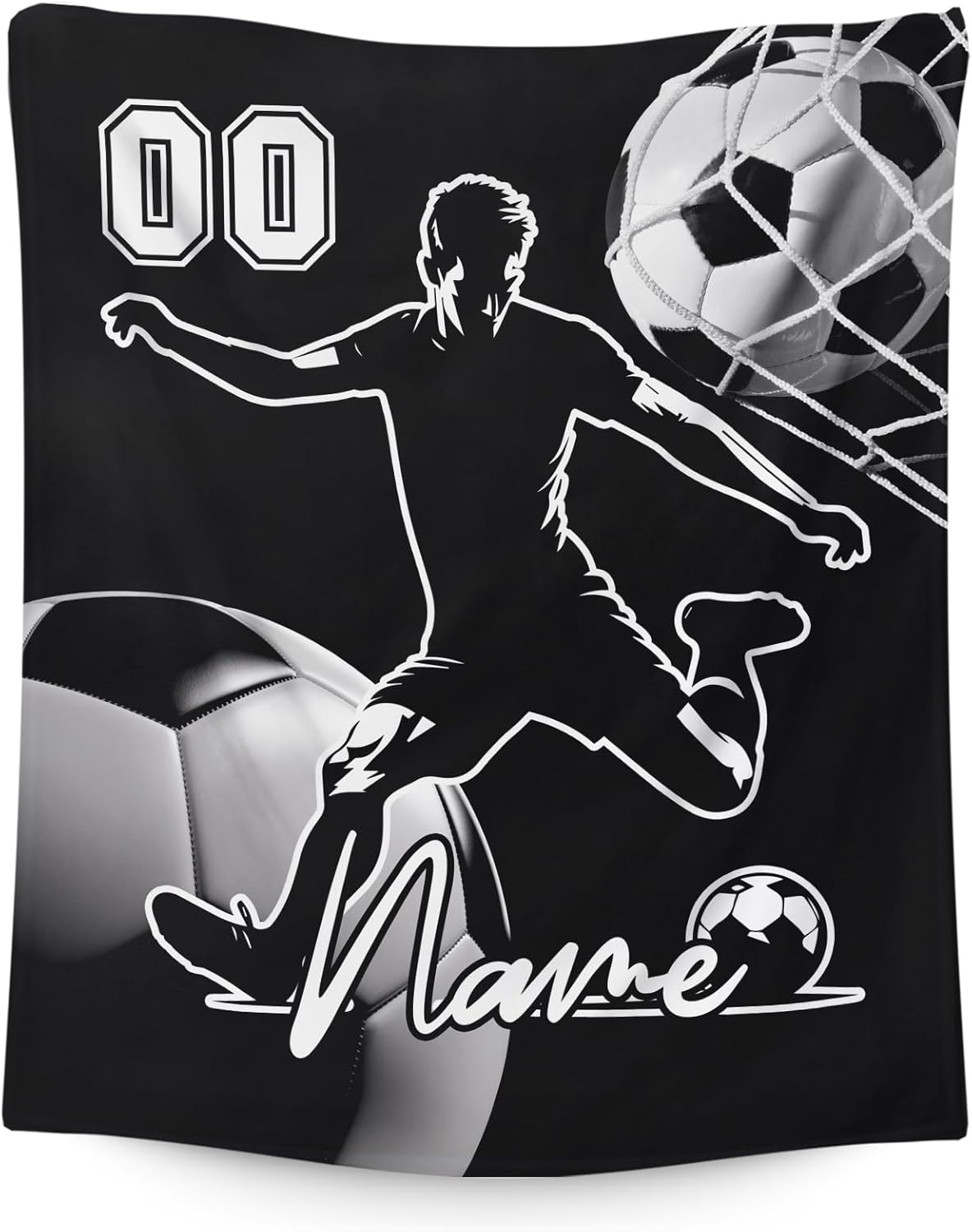 Custom Soccer Gifts for Kids Teens Adults - Personalized 80x60 Inches Twin Size Lightweight Fuzzy Soccer Throws Blankets Decor for Bedding Living Room Picnic Club