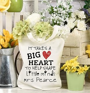 It Takes A Big Heart To Help Shape Little Minds Personalised Teacher Tote Bag Ethical Reusable Natural Cotton