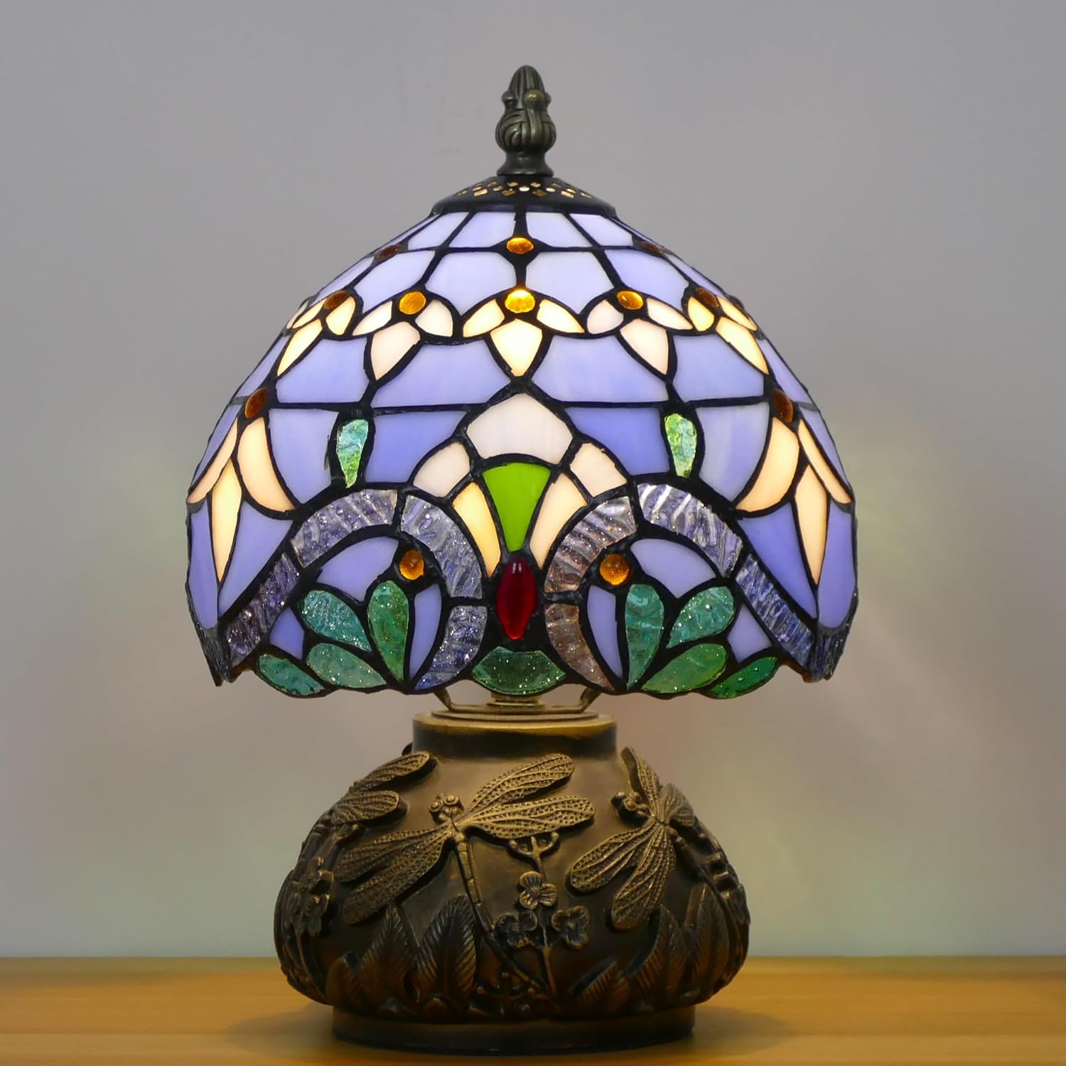 Small Tiffany Lamp Mini Stained Glass Table Lamp Mushroom Memory Sympathy Lamp 8X11 Inch (Baroque Style)
