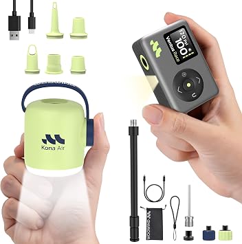 Woowind Inflation Duo Digital Bike Pump 120PSI & Cordless Air Pump for Mattresses/Pool Floats. Rechargeable, Portable Kits for Tires & Outdoor Gear.