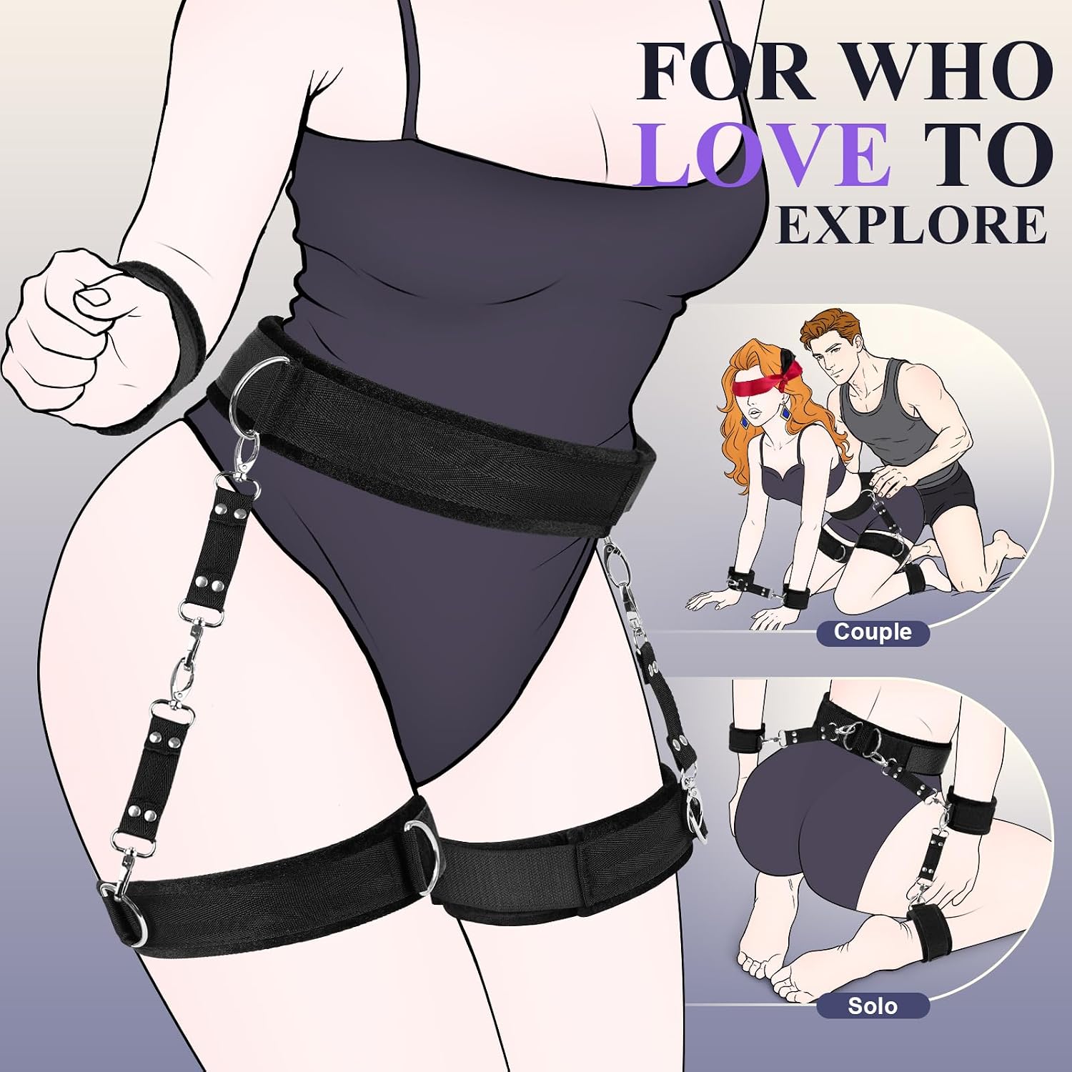 7PCS Adjustable Sex Restraint Set, Adult Sex Toys for Men Women and Couples