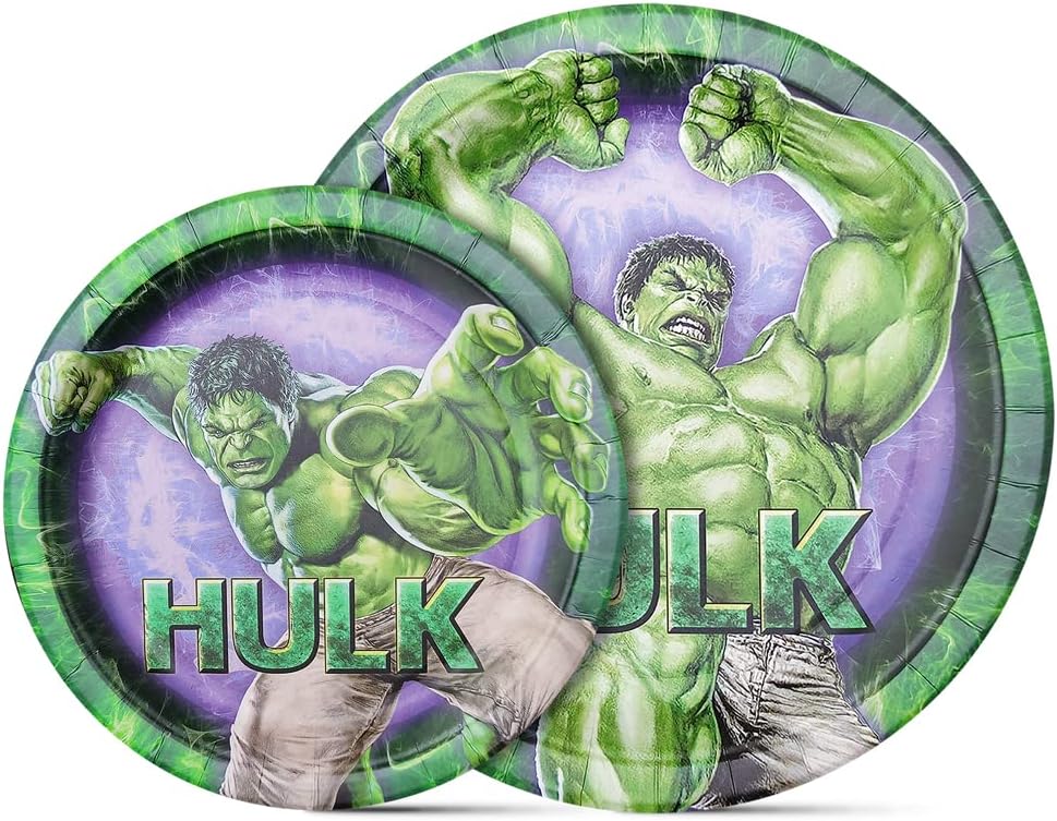 Valentina Buck 24 counts Party Plates for Incredible Man Plates Birthday Plate 9 & 7 Inch, Cake Paper Dessert Set Birthday Party Supplies Decorations : Toys & Games