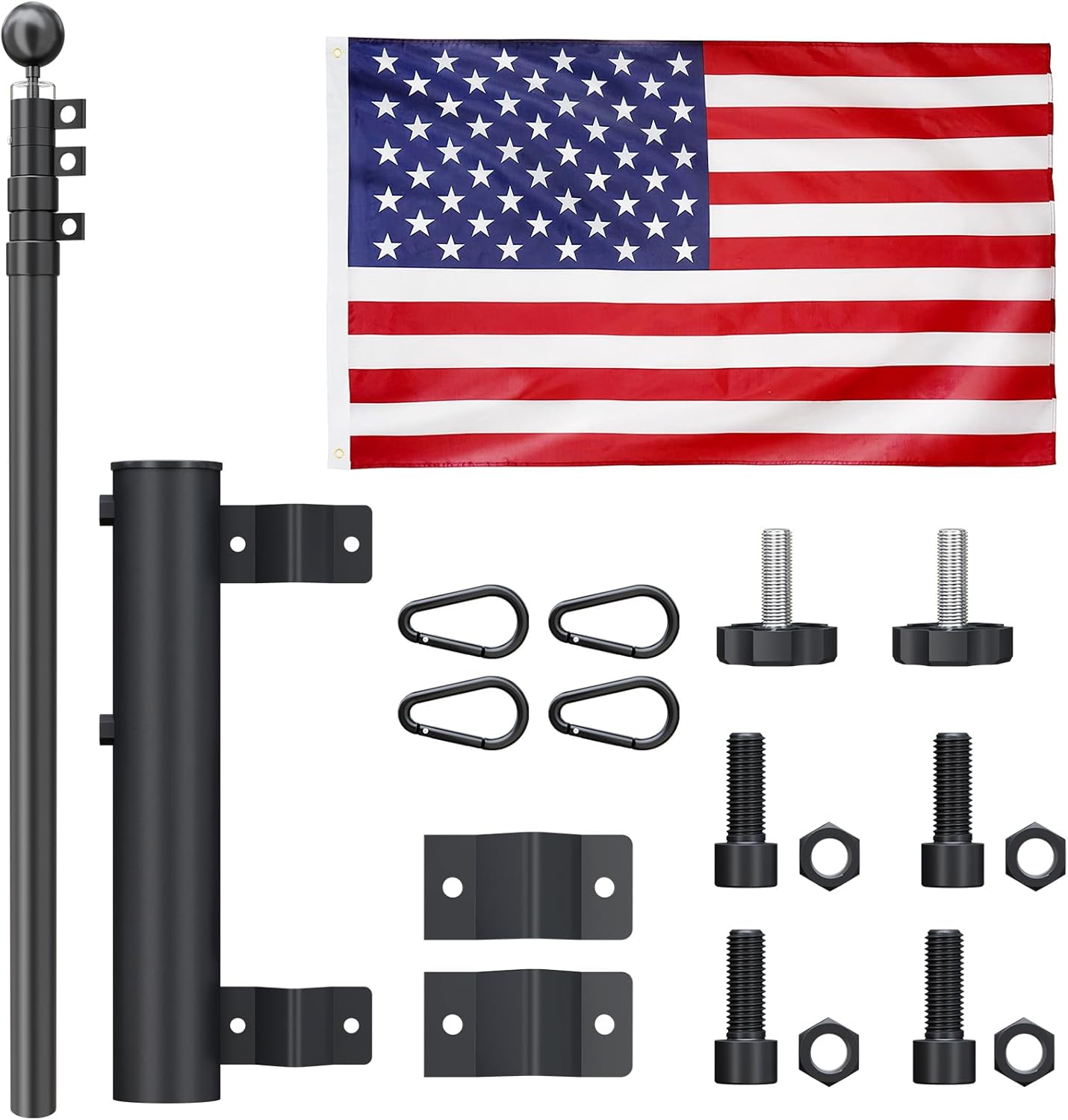 RV Flag Pole with Holder,RV Ladder Mount,Heavy Duty Flagpole Stand Holder,Two Flag RV Ladder Flag Pole Kit