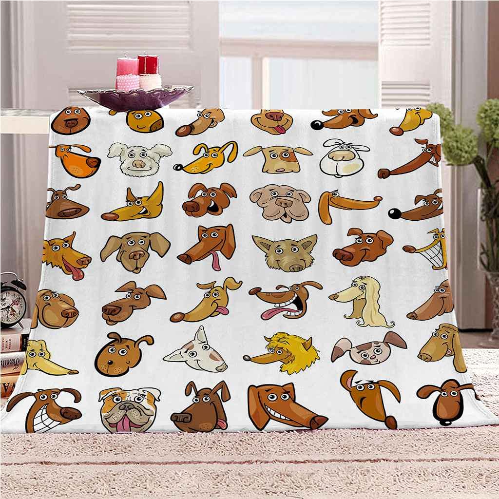 Couverture en flanelle imprimée 3D chien cadeau original pour adulte