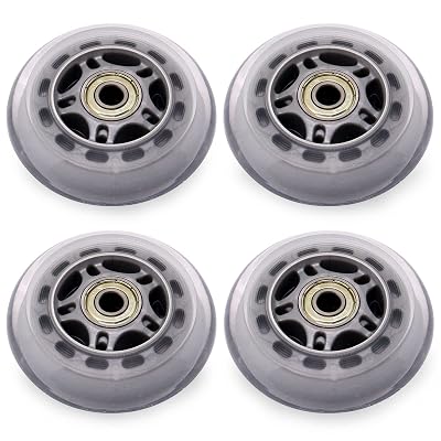 Inline Skate Wheels with Bearings, 3 Inch Roller Blade Wheels 76mm Outdoor and Indoor Clear Wheel for Office Chairs, Luggage (4 Pack, Silver)