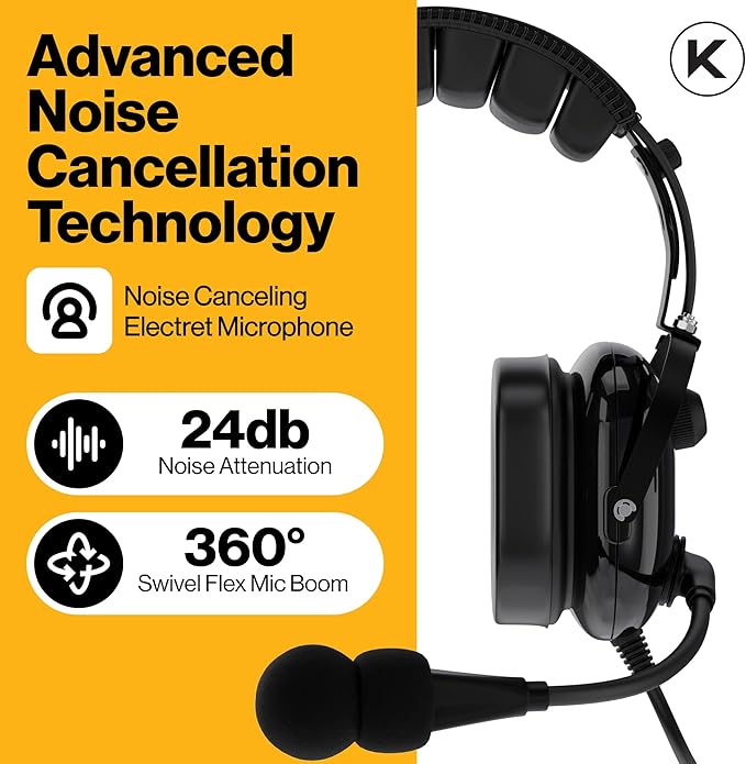 KA-1 General Aviation Headset for Pilots with 100% Cotton, Washable, Double Knit, Cloth Ear Cover (Sold in Pairs)