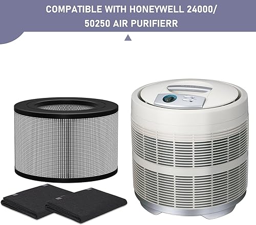Miniatura 4 de Ontheone 50250-S - Juego de filtros HEPA de repuesto y prefiltro de carbono compatible con purificador de aire Honey-well 24000 24500 50250-S 52500,
