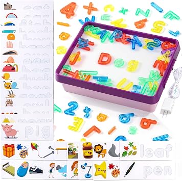 Light Box with Numbers & Cards Set Purple | Educational Toys for Tracing, Sensory Play & Early Learning, Light Table for Kids