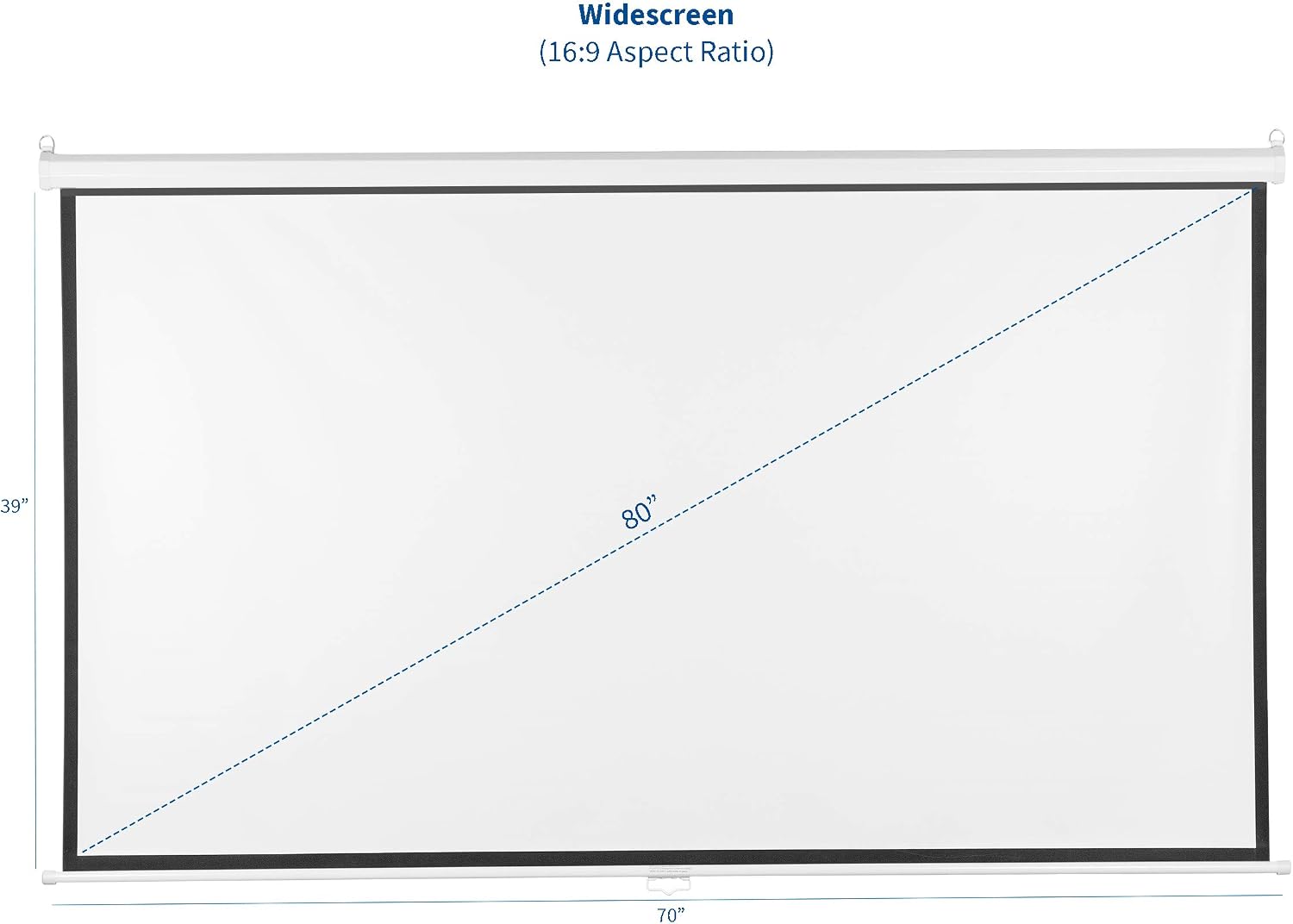VIVO 80 inch Projector Screen, Diagonal 16:9 Projection HD, 4K 3D 1080P HD Manual Pull Down Matte White Home Theater VIVO, PS-M-080
