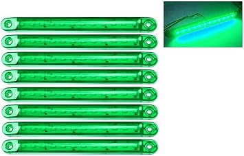 HULA Side Marker Lights, 10pcs Car Marker Lights Car Side Indicators Lights 12SMD LED Front Rear Side Light Position Lamps 24V for Auto Camper Van Truck Lorry Green