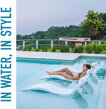 Ledge Lounger - Signature Chaise Deep - Inside Pool & Sun Shelf Lounge Chair - Designed for Deep Shelves 10-15 - Compatible with All Pool Types - Poolside & Sun Deck Tanning - Set of 2 - Cloud