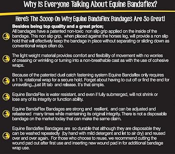 Equine BandaFlex Non-Adhesive, Disposable, Washable and Reusable Bandages (Medium)