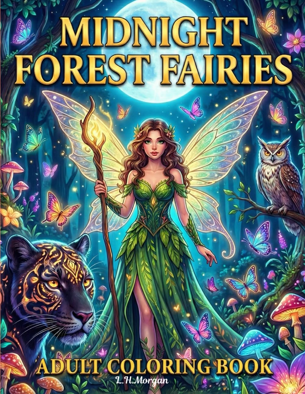 Midnight Forest Fairies Adult Coloring Book: Intricate Fairy Illustrations, Enchanted Forest Creatures, and Magical Fantasy Scenes for Adults Stress Relief and Relaxation /