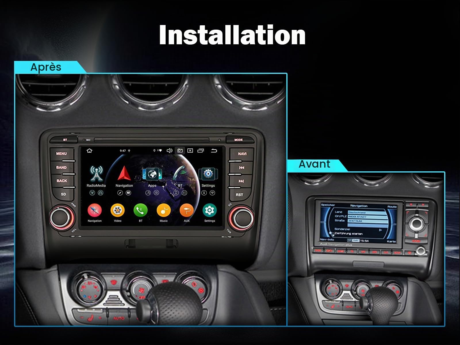7" Android 16 Autoradio Carplay & Android Auto pour Audi TT MK2 2006-2014 | Wifi Bluetooth 5.1 Canbus SWC Écran tactile DSP IPS Canbus SWC GPS Navgateur DAB+ OBD2 DVR