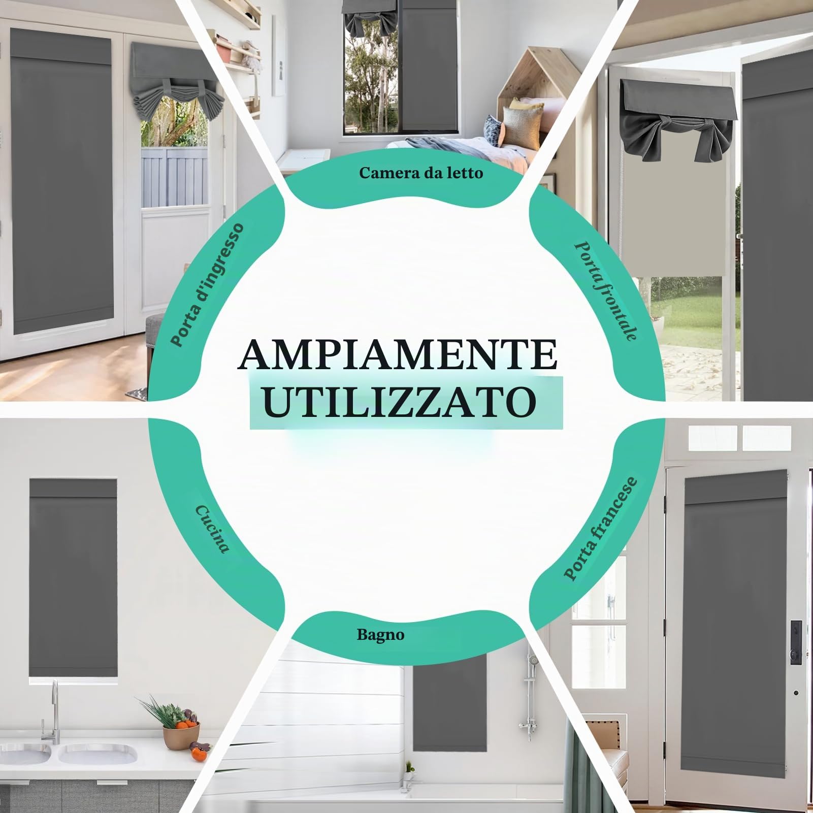 Gugxiom Tenda per porta anteriore, 66 x 173 cm, tenda per porta francese, con fascia, per porta anteriore, per soggiorno, bagno (grigio)