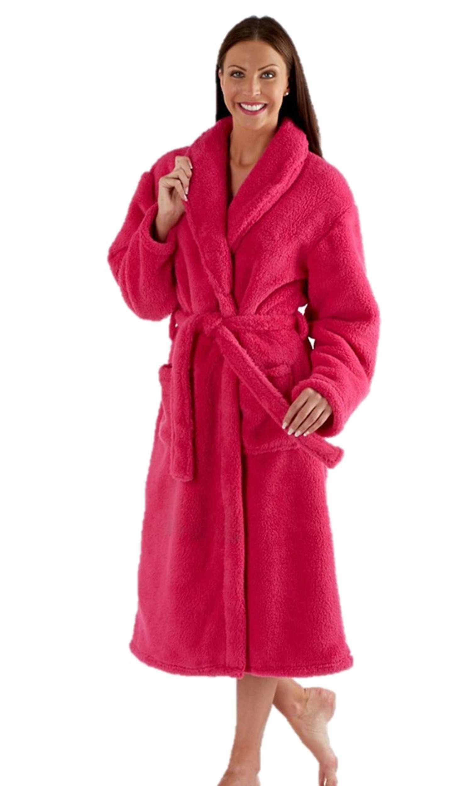 Lady Olga Women's Pink Fleece Dressing Gown Luxury Robe (Pink) (Xl 22-24)