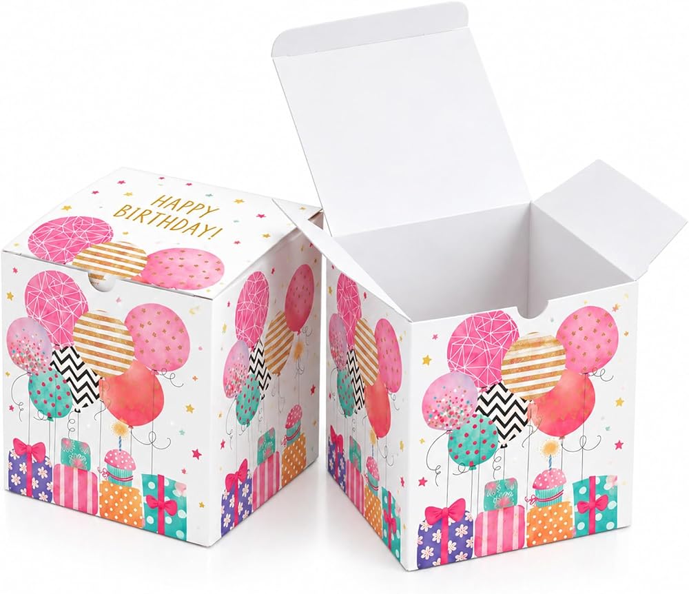 SHIPKEY 10 Pcs Birthday Gift Boxes with Lids 5x5x5in Cardboard Box — 사진 1