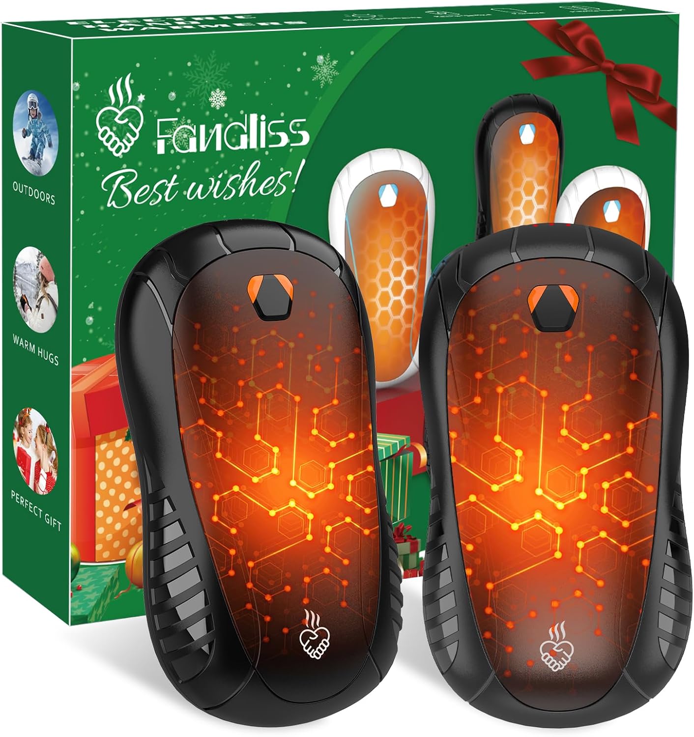 Hand Warmers Rechargeable 2 Pack, 2024 Upgraded Electric Portable Hand Warmers 6000mAh Electric Portable Pocket Heater with 3 Levels Warmth, Gift for Women Men