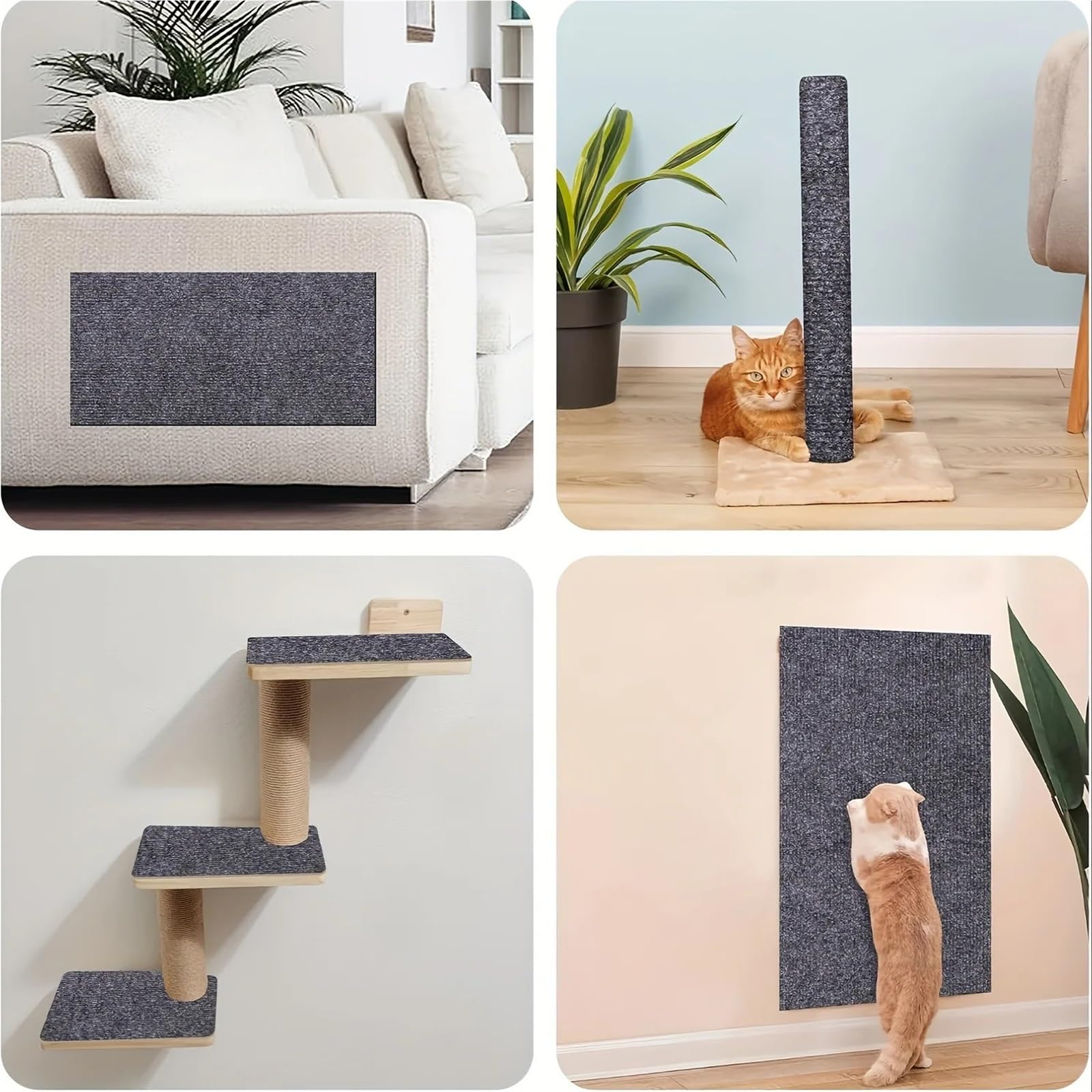 Kratzschutz Sofa Katze Kratzbrett for Katzen, Sofaschutz, fusselfrei, Klettermatte, zuschneidbar, selbstklebend, DIY-Wandaufkleber, Pfotenschutz(Dark Gray,40x200cm)