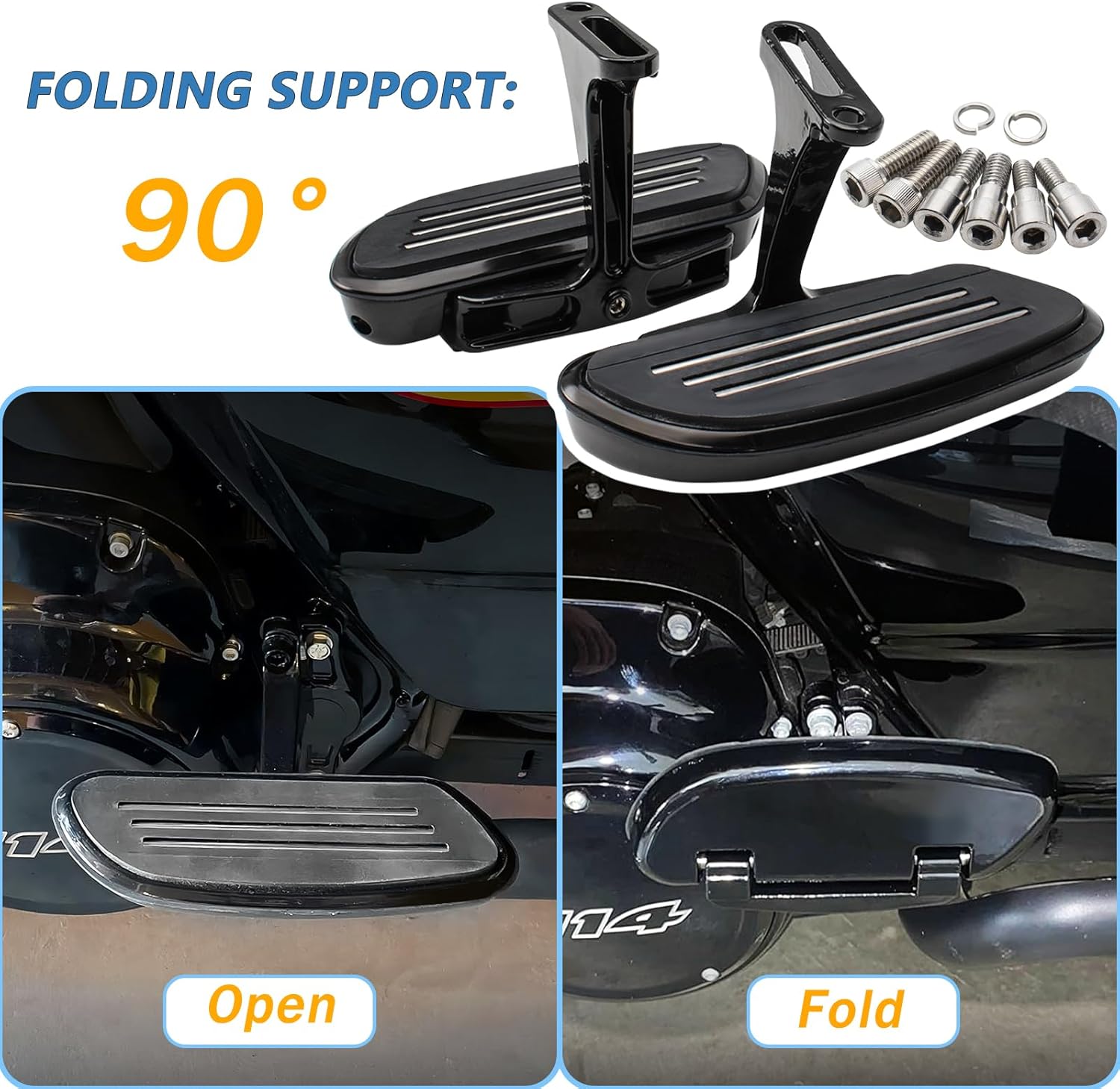 Motorcycle Passenger Floorboards and Mount Kit Compatible with Harley Touring Models Electra Glide Road Glide Road King Street Glide 1993-later (Black)